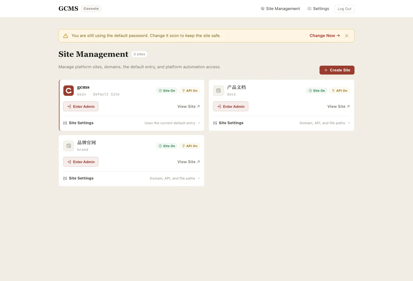 Operate Multiple Sites from One Admin